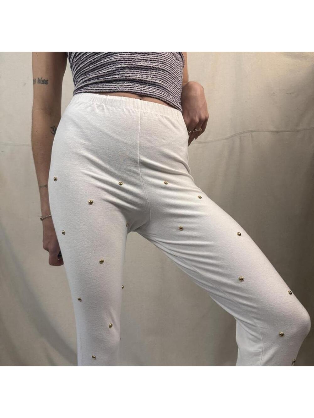Vintage Gepetto White Studded Stirrup Leggings – Size S/M - Picture 6 of 8